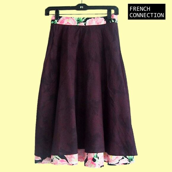 FRENCH CONNECTION NEW Romantic HOLIDAY POPPY Floral Band Tailored Full Skirt 2 - Picture 7 of 12